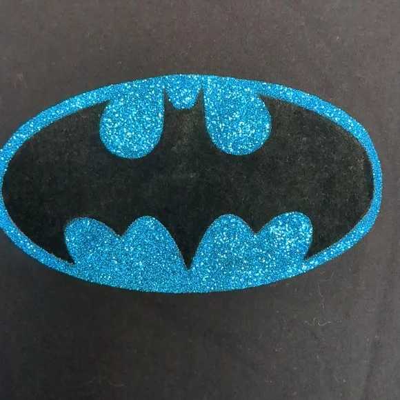 Batman T-Shirt with Blue Glitter Logo Jr XL - Picture 2 of 3
